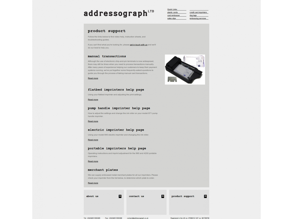 screenshot by nimbus www addressograph co uk product support