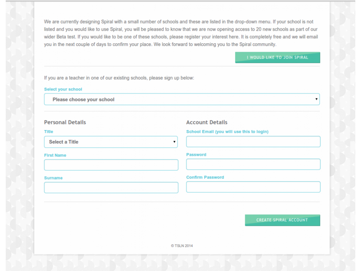 spiral webapp school registration form gloucestershire