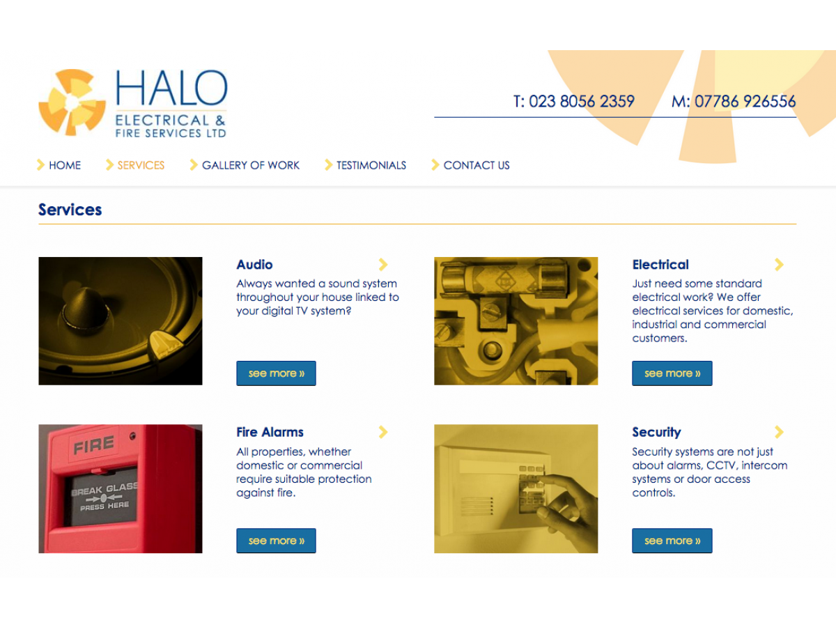 Halo Electrical Services page